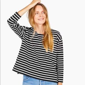 Everlane boxy cropped striped shirt.